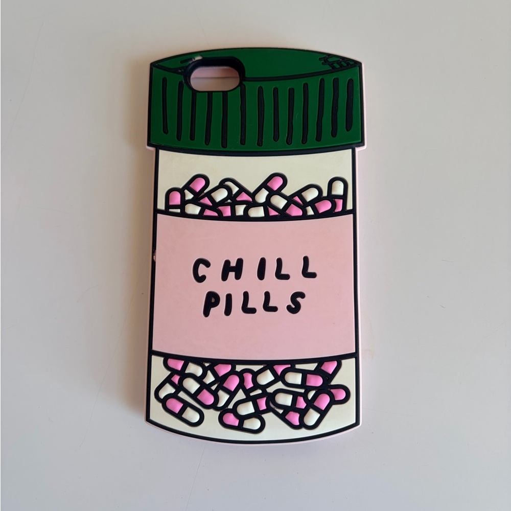ban.do Pink 'Chill Pills' Pill Bottle Phone Case with Green Top